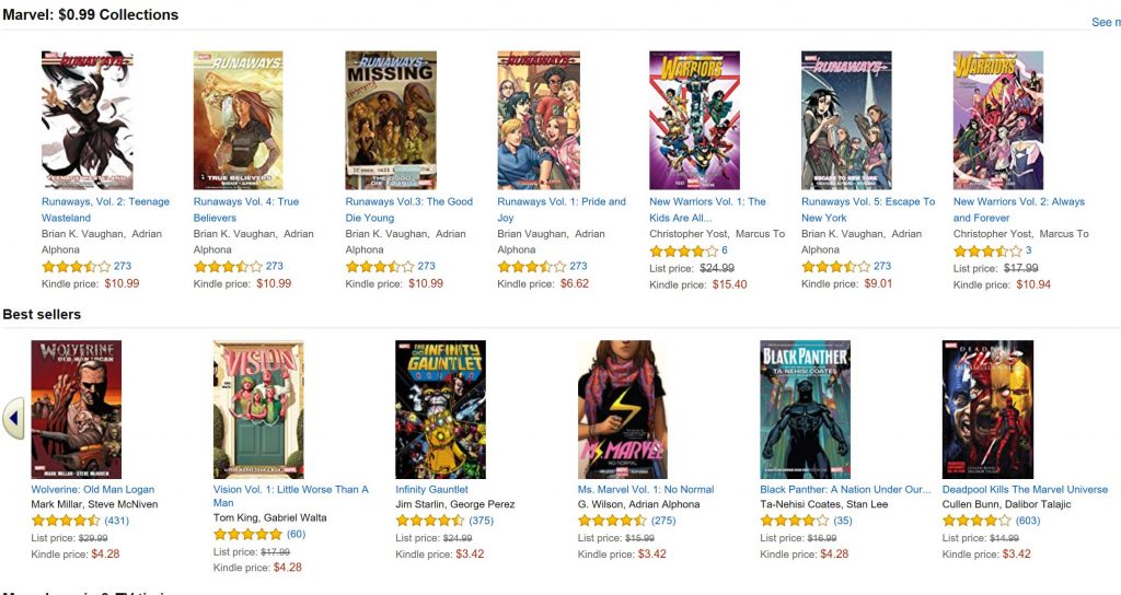 marvel comics on amazon